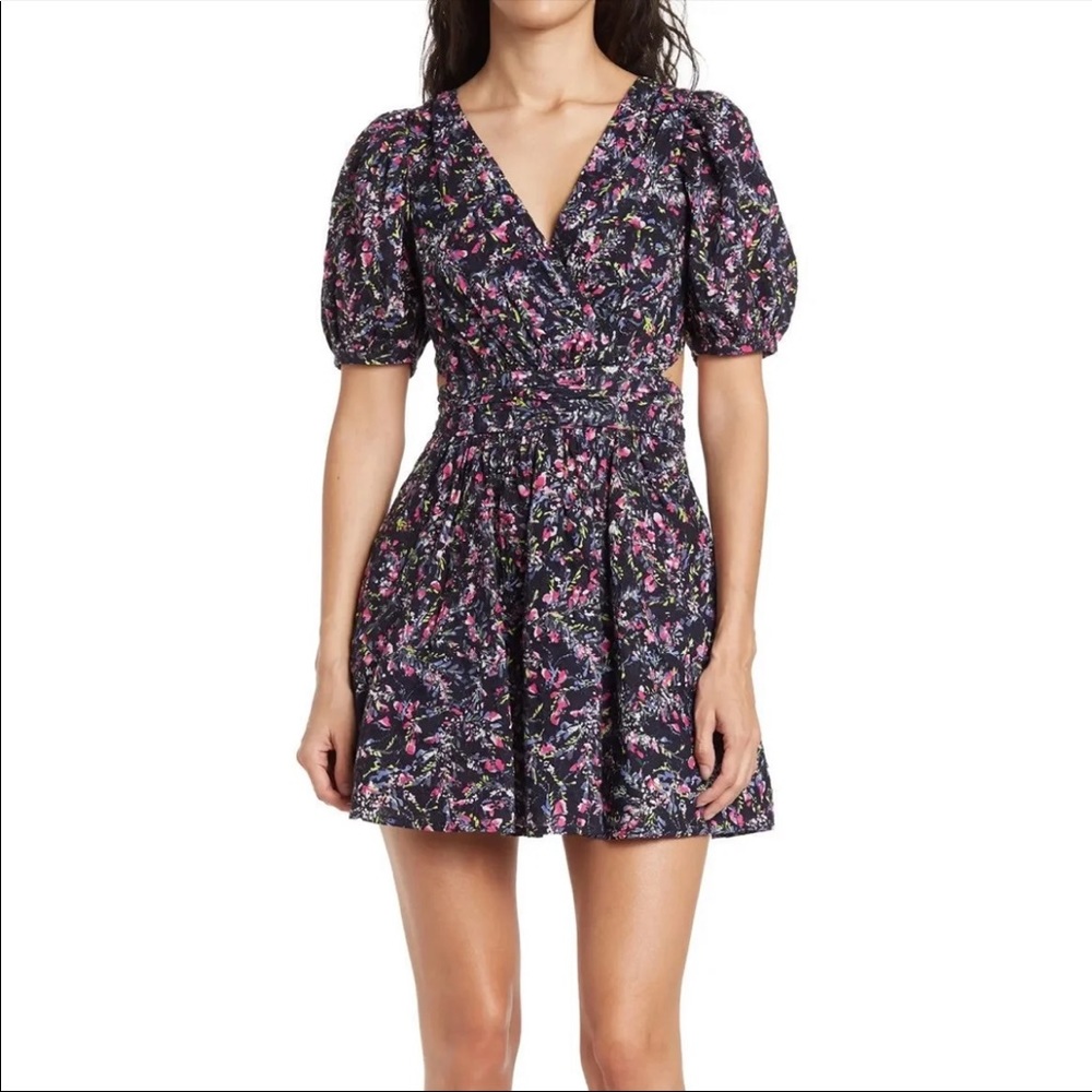 French Connection Floral Puff Sleeve Mini Dress - Small / US 4